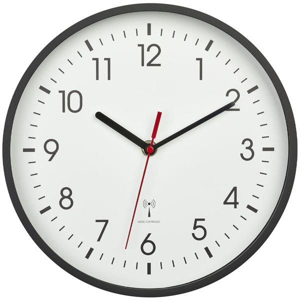 Klassische Funk-Wanduhr, Ø 24,5cm, weiss-schwarz – Analoge Wanduhr mit präzisem Funkwerk, zeitloses Design, gut ablesbar