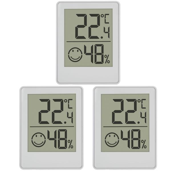Digitales Thermo-Hygrometer 3er-Set - Präzise Temperatur- & Feuchtigkeitsüberwachung, gesundes Raumklima - (-20 bis +60°C) - (10-99% rH) - (CR2032) - 4,5x1,2x5,8cm
