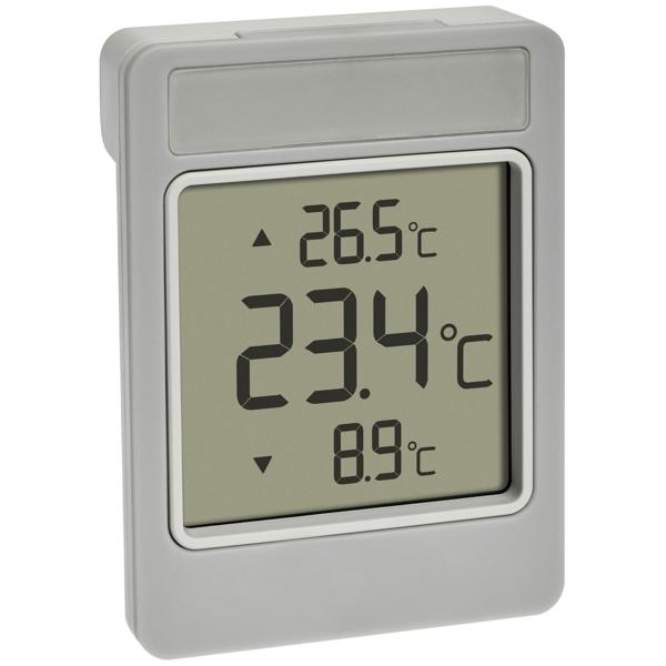 Digitales Aussenthermometer für Fensterscheibe - Präzise Aussen-Temperaturwerte, höchste Tiefstwerte - Kabellose Montage, wetterfest, 9x6.6 cm