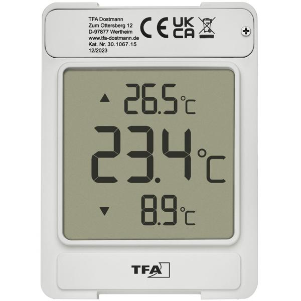 Digitales Aussenthermometer 2er-Set - Wetterfest & kabellos für Fensterscheibe - Grosses Display, Tageshöchst-/Tiefstwerte, -25 bis +70 °C, 9x6.6 cm