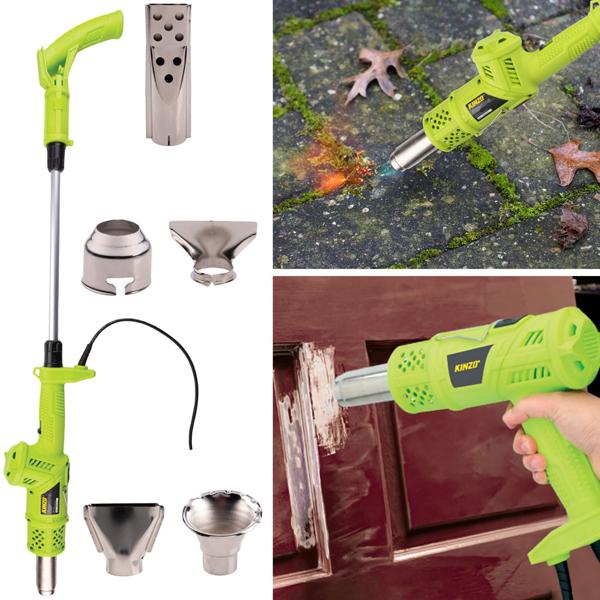 3in1 Unkrautvernichter, 2000W, Grün, Grillanzünder & Heissluftpistole – Multifunktionales Heissluftgerät bis 360°C mit diversen Aufsätzen
