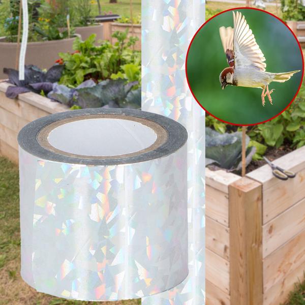 Vogelschutzband 45m x 5cm - Hocheffektiver chemiefreier Schutz durch Lichtreflexion - Ideal für Garten & Ernte - Vogelabwehr Pflanzenschutz