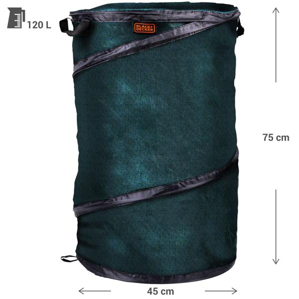 2er-Set Gartensack 120L - Abfallsack für Grünschnitt, Laub & Gartenabfälle - Ø 45x75cm - mit robusten Henkeln - platzsparend verstaubar
