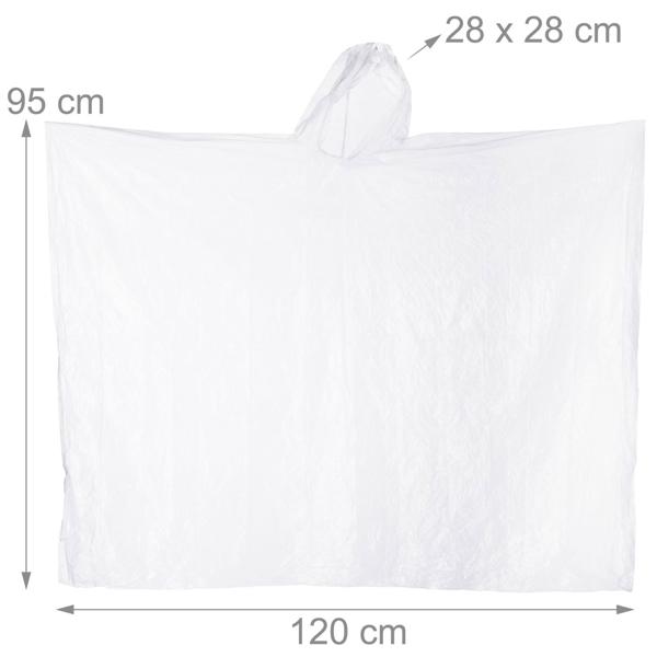 4er-Set Leichter Notfall-Regenponcho mit Kapuze: Transparenter Regenschutz (120 cm) für spontane Schauer – ideal für Outdoor-Aktivitäten