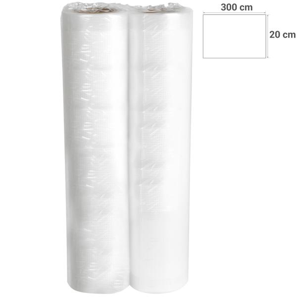 Folienrollen für Vakuumiergerät - 2 Stück je 20x300 cm mit Rippen-Struktur - Schutz vor Gefrierbrand & längere Haltbarkeit für Lebensmittel und Dokumente