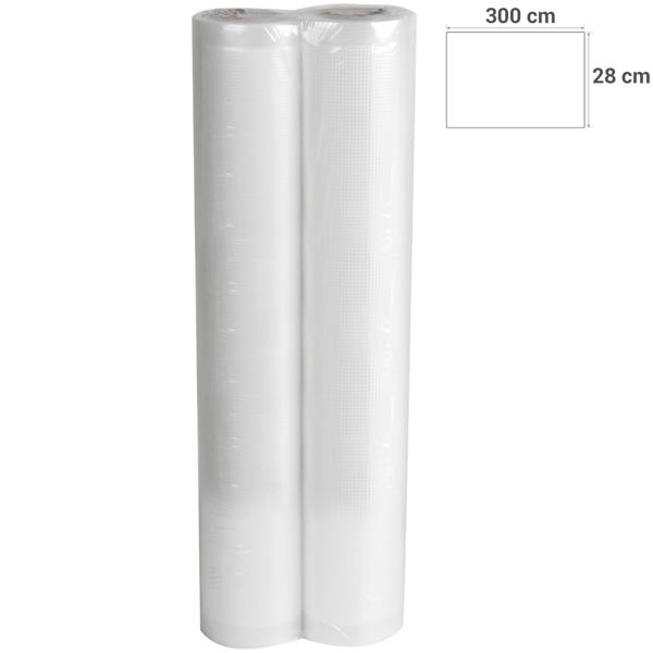 Folienrollen für Vakuumiergerät - 2er-Set 28 cm Breite - Optimales Vakuum für länger haltbare Lebensmittel - Schutz vor Gefrierbrand - 2x 300 cm