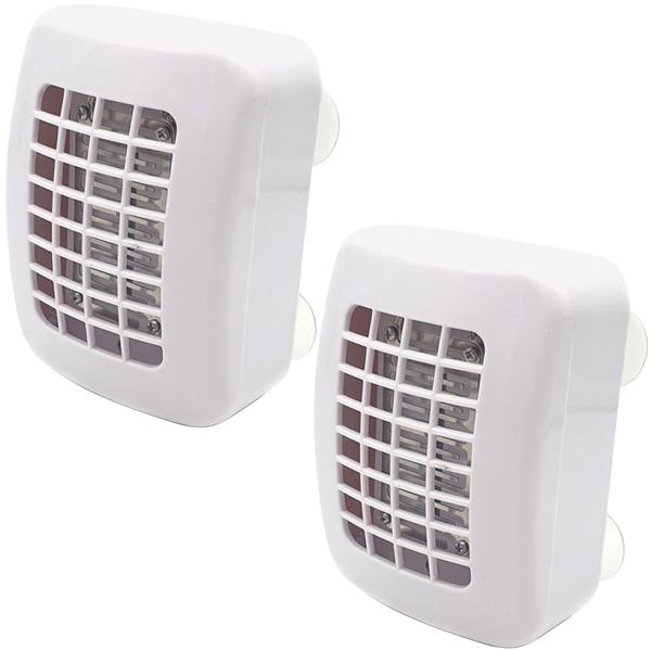 2er-Set Solar Insektenvernichter - Schutz vor Mücken, Moskitos & Fliegen für ruhigen Schlaf - mit Saugnäpfen für Fenster - 10,5 cm weiss