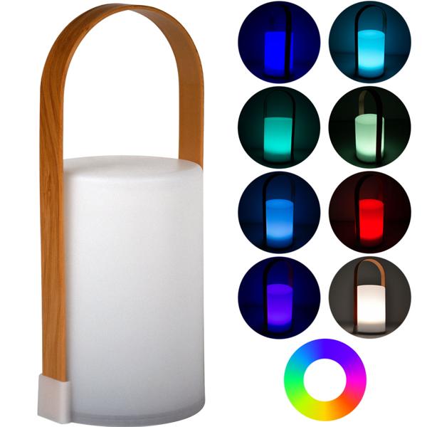 2er-Set Dekolaterne Lounge - Stimmungslicht für Innen & Aussen - Farbwechsel oder Warmweiss - Batteriebetrieben - LED-Leuchte 25x11.5x10cm Kunststoff Weiss