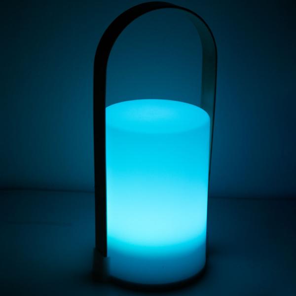 2er-Set Dekolaterne Lounge - Stimmungslicht für Innen & Aussen - Farbwechsel oder Warmweiss - Batteriebetrieben - LED-Leuchte 25x11.5x10cm Kunststoff Weiss