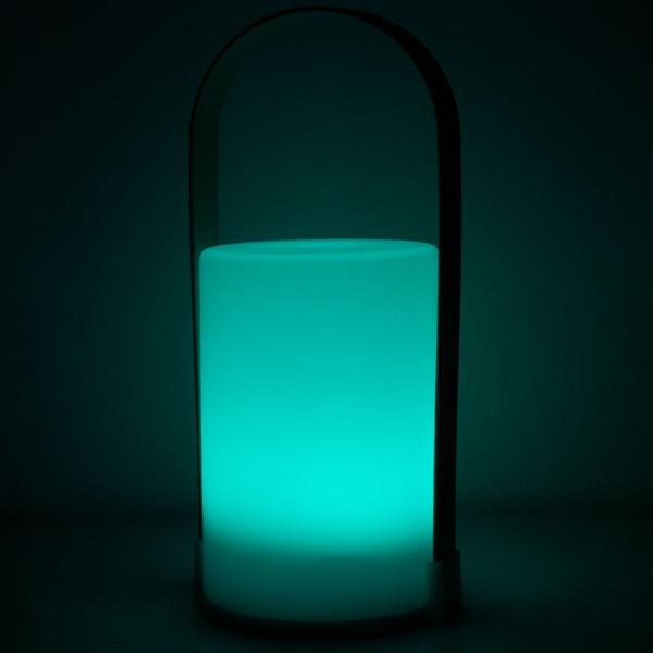 2er-Set Dekolaterne Lounge - Stimmungslicht für Innen & Aussen - Farbwechsel oder Warmweiss - Batteriebetrieben - LED-Leuchte 25x11.5x10cm Kunststoff Weiss