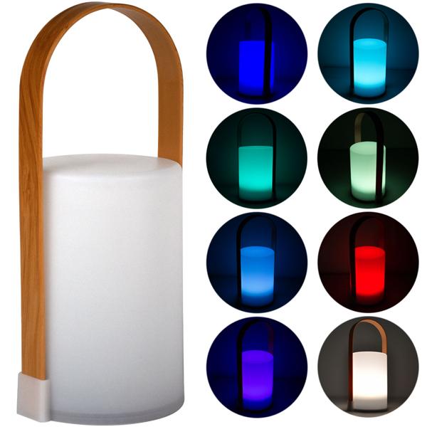 2er-Set Dekolaterne Lounge - Stimmungslicht für Innen & Aussen - Farbwechsel oder Warmweiss - Batteriebetrieben - LED-Leuchte 25x11.5x10cm Kunststoff Weiss