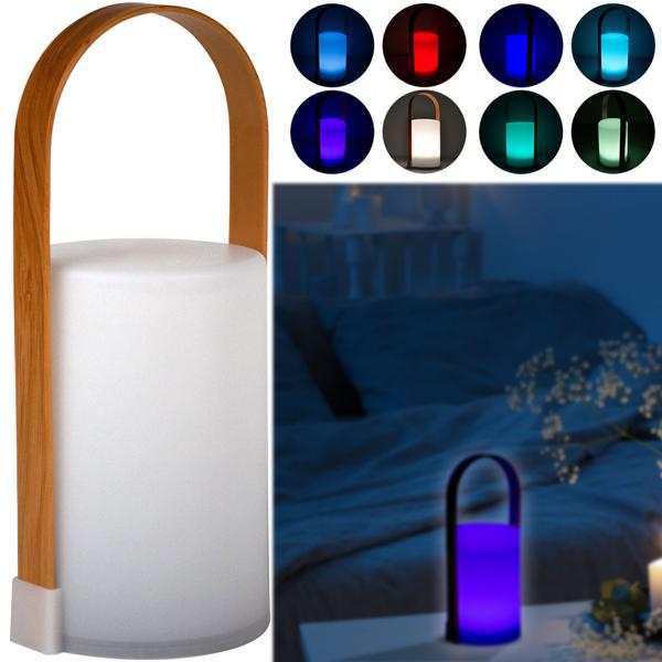 Dekolaterne "Lounge" LED-Leuchte - Farbwechsel oder Warmweiss - Batteriebetrieben mit Tragegriff - Innen- & Aussenbereich - 25x11.5x10cm - Kunststoff Weiss