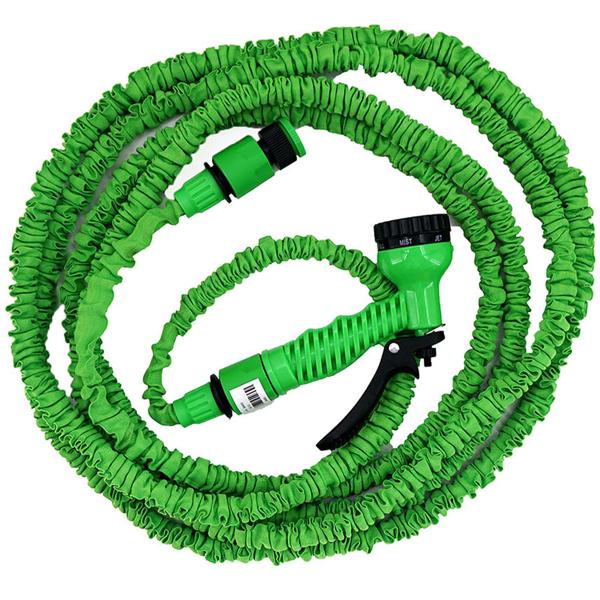 Flexibler, dehnbarer Gartenschlauch 10-30 m mit hochwertigem Sprühkopf – grün, knickfrei, platzsparend, langlebig & perfekt für die Bewässerung