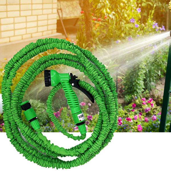 Flexibler, dehnbarer Gartenschlauch 10-30 m mit hochwertigem Sprühkopf – grün, knickfrei, platzsparend, langlebig & perfekt für die Bewässerung