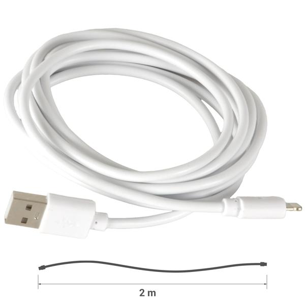 USB 2.0 Lightning Ladekabel 2m weiss - Schnellladen & Highspeed Datenübertragung 480 Mbit/s - Für iPhone 5+, iPad, iPod, AirPods - Langlebig & flexibel