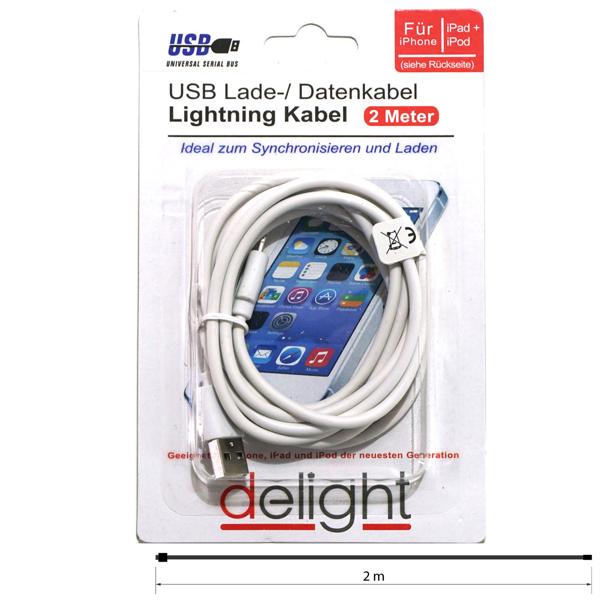2er-Set USB 2.0 Lightning Ladekabel - 2m extra lang - Highspeed Datenübertragung 480 Mbit/s - Für iPhone, iPad, iPod, AirPods ab iPhone 5 - Weiss
