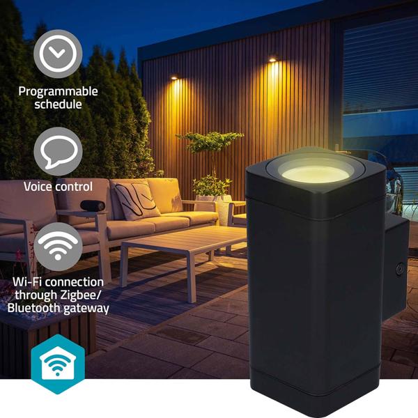 Smarte LED Wandleuchte für Aussen, App-steuerbar – Bluetooth, dimmbar, RGB Farben, 2700K-6500K, IP44, moderne Beleuchtung