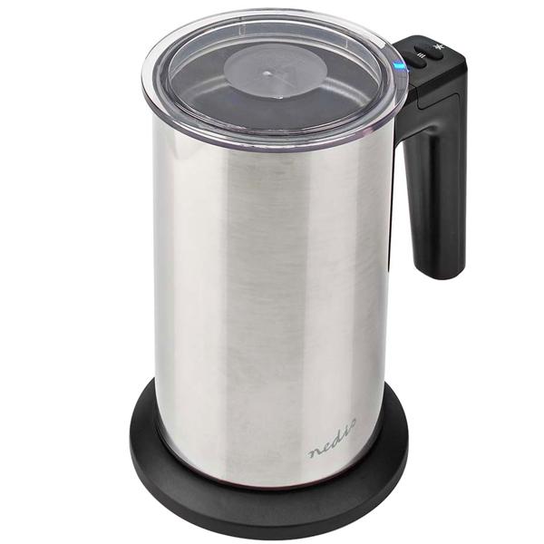 Kabelloser Edelstahl Milchaufschäumer, 300ml, starke 500W, inkl. 3 Deko-Schablonen. Elektrischer Schäumer für perfekten Milchschaum, heiss & kalt