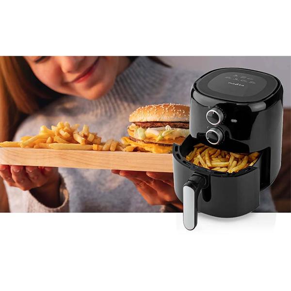 Kompakte Heissluftfritteuse 1500W – 3L Kapazität, Timer & Antihaft-Beschichtung – gesundes, fettarmes Frittieren, schnelle Zubereitung & leichte Reinigung