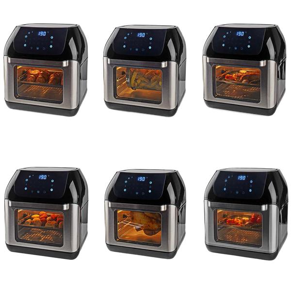 9-in-1 Air Fryer, 12L Heissluftfritteuse, Frittieren, Trocknen, Ofen mit Drehgrill. Touch-Display, 9 Programme, Timer, Backen, Gratinieren. Vielseitiges Küchenwunder