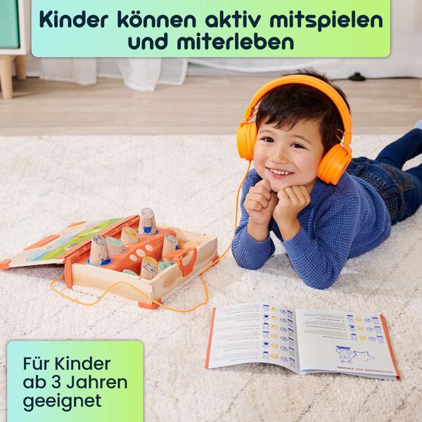 Interaktives LiLUMi Hörbuch mit Holzfiguren: 108 Geschichten, bunt – Fördert Fantasie & Lernen, ideales Spielzeug zum Hören & Mitspielen