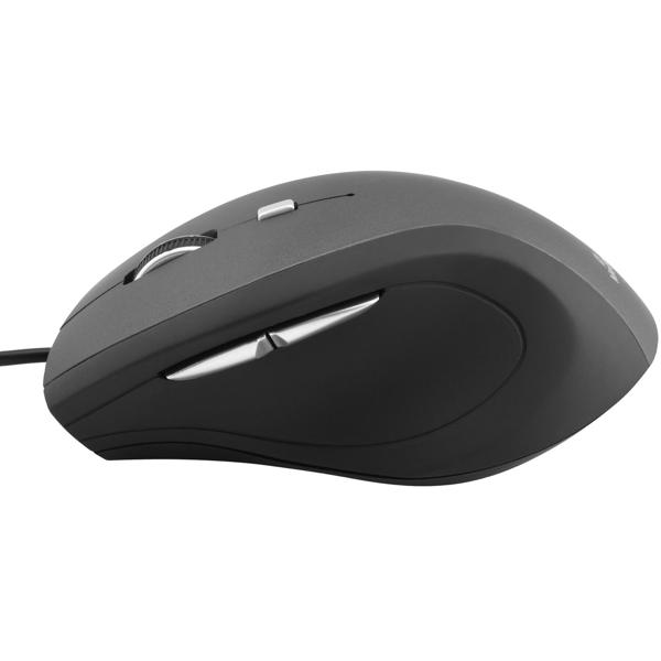 Optische 5-Tasten-Maus - Ergonomisch für Büro & Gaming - USB-Anschluss, Plug & Play, Windows, Linux, macOS kompatibel - Langlebig, schwarz/grau