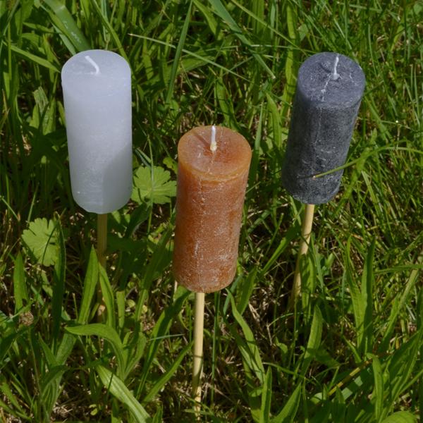 Gartenfackel 3er-Set - ca. 30 cm - Romantisches Licht für stimmungsvolle Stunden - Wachsfackeln anthrazit-weiss-ocker - Ideal für Gartenpartys und Feste