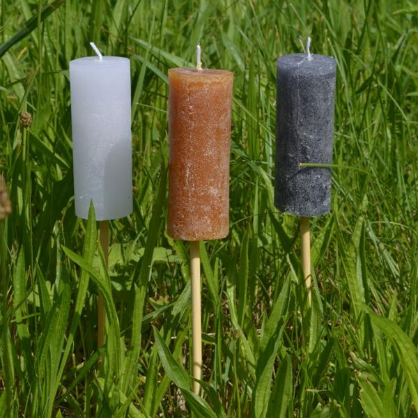 Gartenfackel 3er-Set - ca. 30 cm - Romantisches Licht für stimmungsvolle Stunden - Wachsfackeln anthrazit-weiss-ocker - Ideal für Gartenpartys und Feste