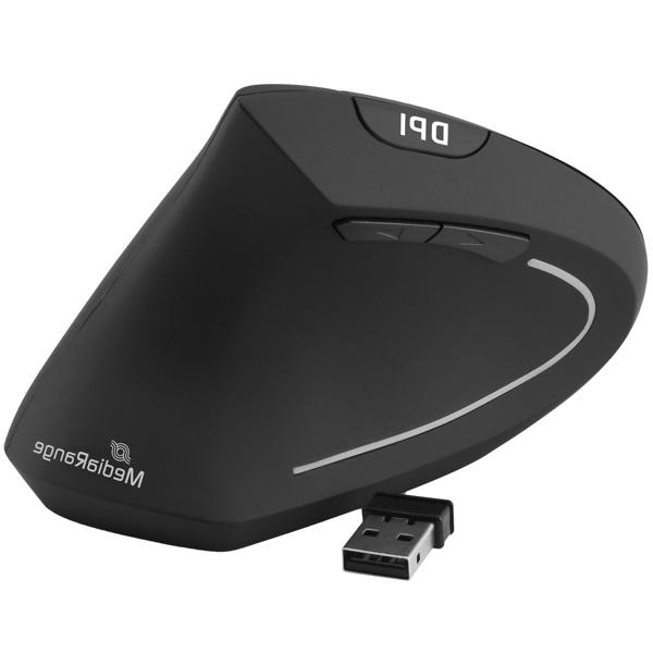 Ergonomische 6-Tasten Funkmaus für Linkshänder - Vertikal-Design - Optischer Sensor, 10m Reichweite, USB 2.0, Windows, Linux, Apple