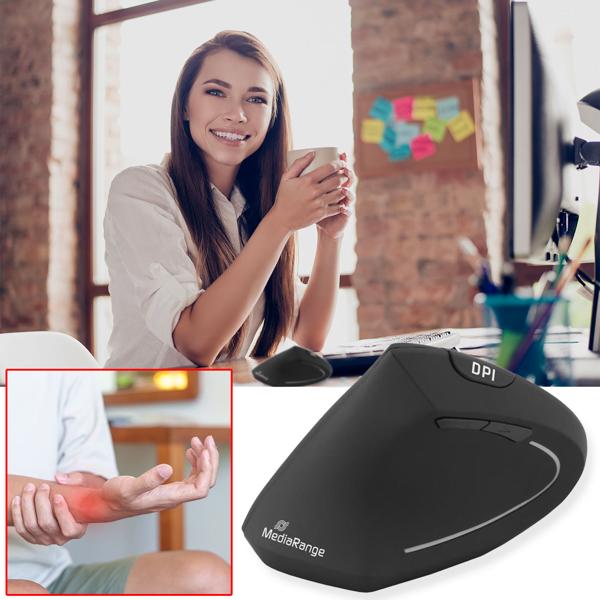 Ergonomische 6-Tasten-Maus für Linkshänder - Vertikales Design beugt Überlastung vor - 1.7m Kabel - Windows, macOS, Linux kompatibel - 800-2400 dpi