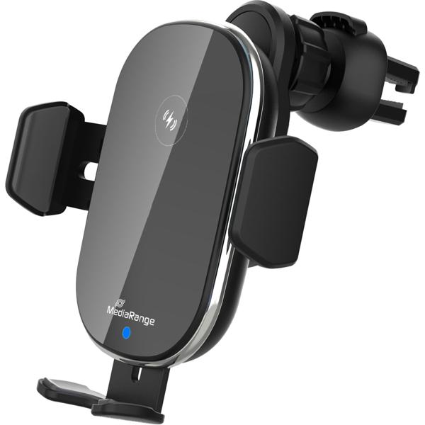 Kfz-Qi-Ladegerät Lüftungsschlitz - 15W Wireless Schnellladestation mit Natel Halterung & Schutz - Induktiv, Touch-Sensor, LED-Anzeige