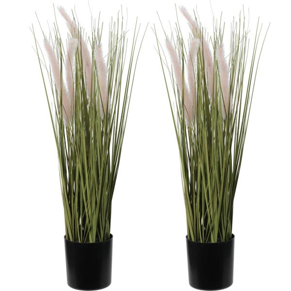 2er-Set Künstliches Ziergras 55cm - Pflegeleicht für dunkle Räume - Ideal bei Allergien & Haustieren - Wartungsfreier Blickfang Solitärpflanze