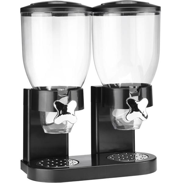 Müslispender für die ganze Familie: 2x 3,5L, schwarz, 32x19x42cm - für Müsli, Cerealien, Cornflakes, Nüsse - Praktische Aufbewahrung für die Küche