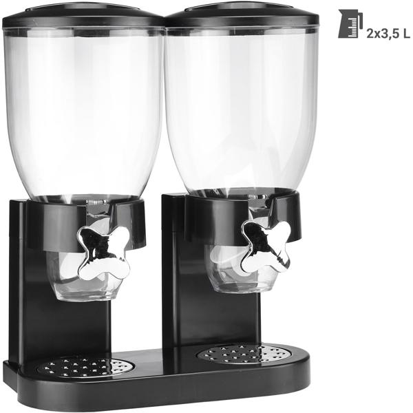 Müslispender für die ganze Familie: 2x 3,5L, schwarz, 32x19x42cm - für Müsli, Cerealien, Cornflakes, Nüsse - Praktische Aufbewahrung für die Küche