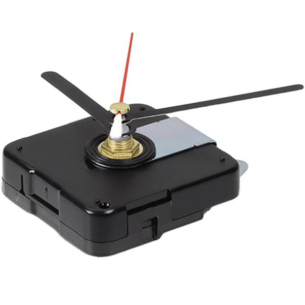 Quarz-Uhrwerk für DIY Wanduhr – Geräuschlose Schleichsekunde – 3 Zeigersätze (Std/Min schwarz, Sek rot) – Bastelprojekt - 55x55x15mm