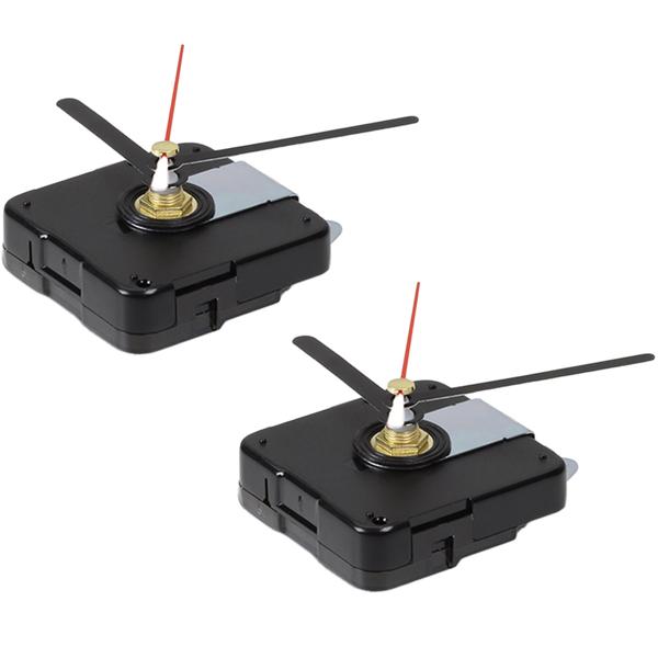 2er-Set Quarz-Uhrwerk - 6x3 Zeigersätze, Schleichsekunde, geräuschlos - Für individuelle Uhren, Bastelprojekte - Masse 55x55x15mm, inkl. Aufhängehaken