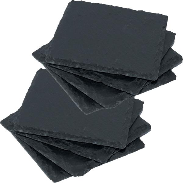 8er-Set Schiefer-Untersetzer - Edle, quadratische Glasuntersetzer anthrazit - Für Gläser, Tassen, Flaschen - 10x10cm - Robust, stabil, hitzebeständig