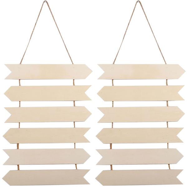 2er-Set Hängende Holz-Pfeile - Individuell Beschriftbar & Bemalbar - Deko für Haus Garten Party - Braun, 29x40cm - Rustikaler Chic als Wegweiser & Geschenk