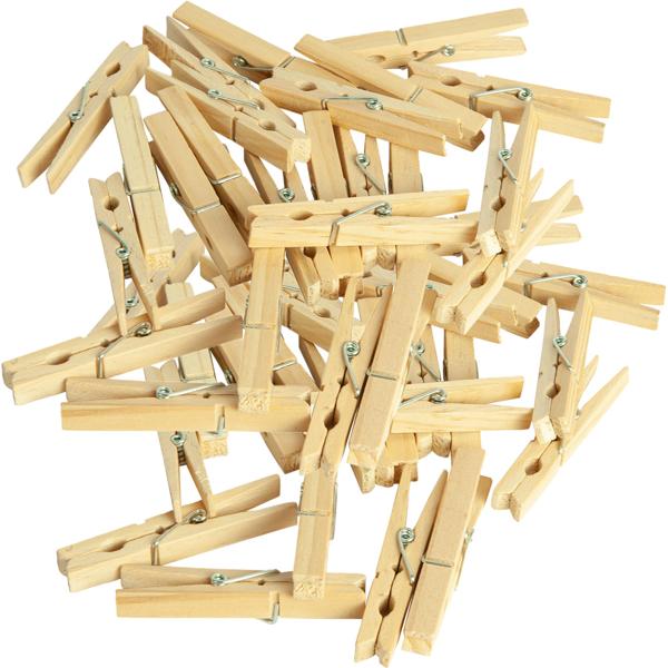 Wäscheklammern aus Holz, 48 Stück, natur