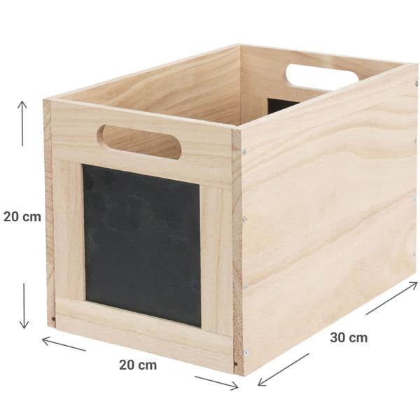 2er-Set Aufbewahrungsbox aus Holz mit Kreidetafel - Beschriftbare Box für Küche, Büro, Schlafzimmer - 30x20x20cm, Naturdesign, Geschenke, Schmuck, Gewürze
