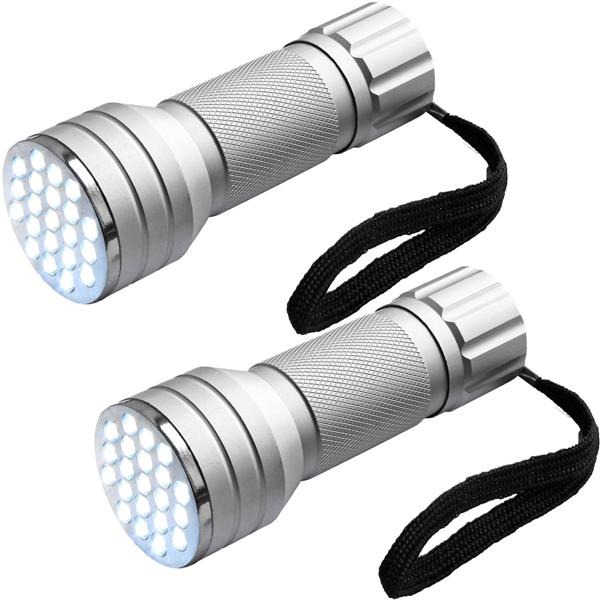 2er-Set Hochwertige LED-Taschenlampe mit Aluminium-Gehäuse und 21 LEDs, Helle Strahlkraft und lange Lebensdauer, Zuhause, Camping, Outdoor