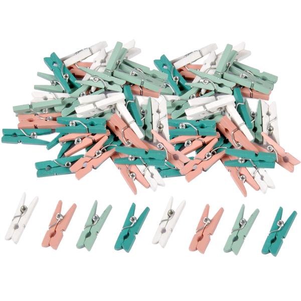 2er-Set Mini-Klammern aus Holz - 80 Stück in 4 Pastell-Farben - Für Fotos, Karten, Deko & Tütenverschluss - 2,5 cm Länge - Hygienisch & stilvoll