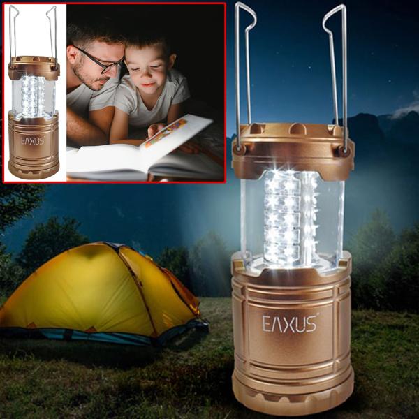 2er-Set Ausklappbare LED-Campinglaterne, Kupfer-Metallic, 30 LEDs, 120 Lumen – Kompakte & tragbare Laterne mit Tragebügel für Camping & Outdoor