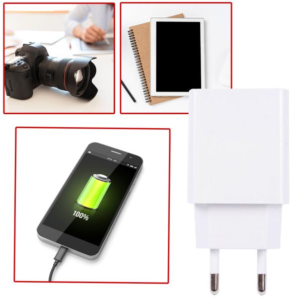 USB-A-Ladegerät 10W weiss - Lädt Smartphones, Tablets, Kameras, E-Reader - Kompakt, vielseitig, 100-240V Input, 5V DC Output, für Zuhause & Reise