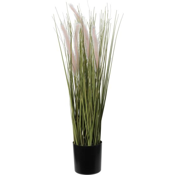 Künstliches Ziergras 55cm - Pflegeleichte Kunstpflanze für Allergiker & Haustiere - Täuschend echt, hygienisch, geruchsneutral - 10x9.5cm Topf