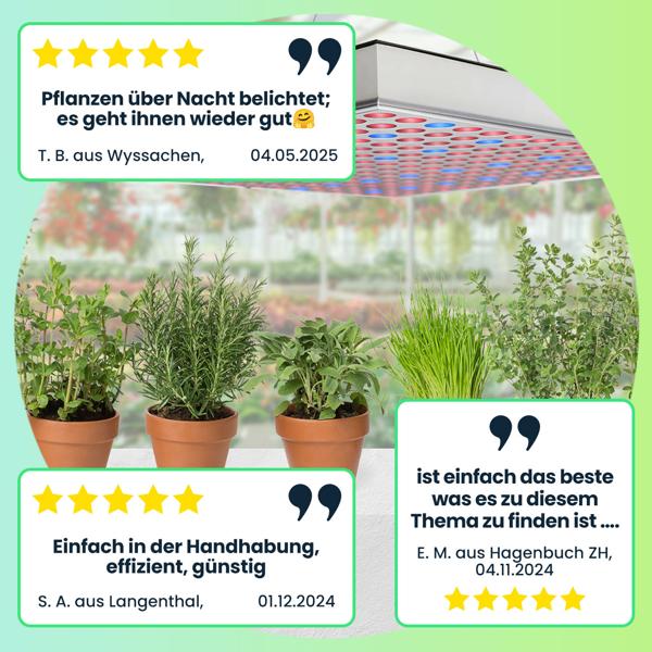 Professionelle Pflanzen-Wachstumslampe mit 225 LEDs - 250 Lumen, 300x300x35mm – fördert das Wachstum von Pflanzen effektiv & zuverlässig