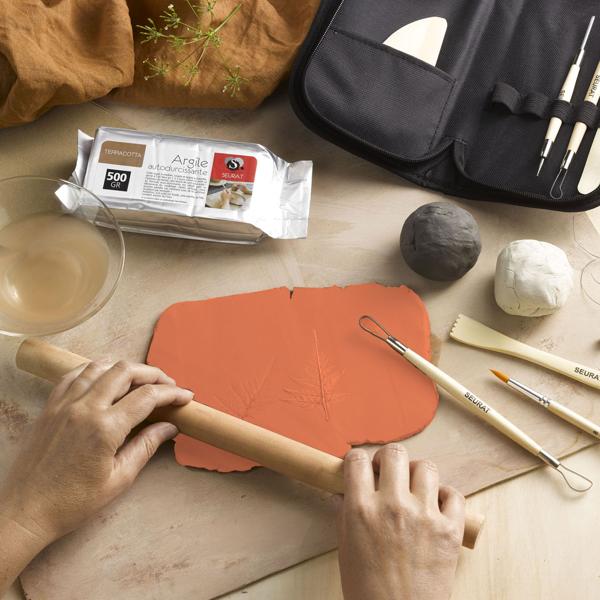 4er-Set selbsthärtender Naturton Terrakotta - 4x 500g Modelliermasse für Skulpturen & Deko Figuren - Lufttrocknend, bemalbar & fördert Kreativität