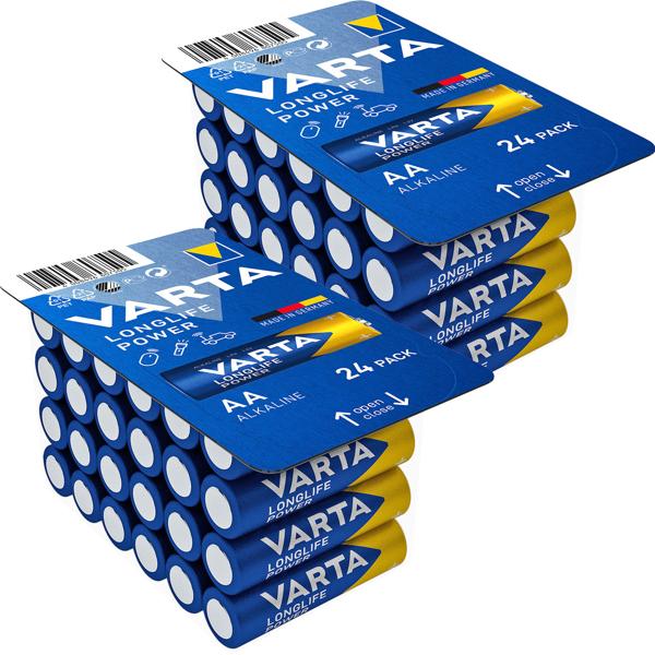 Varta AA/Mignon Alkaline Batterien 2x 24er-Pack - Longlife Power für Fernbedienungen, Lampen & Spielzeug - 1.5V Spannung - 10 Jahre lagerfähig