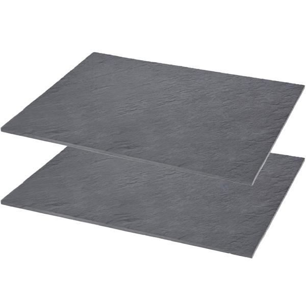 Servierplatte Schiefer - 2er-Set elegant dunkel robust langlebig - 30x20cm - für Cheeseboard Dessert Antipasti Apéro - Hotels Cafés