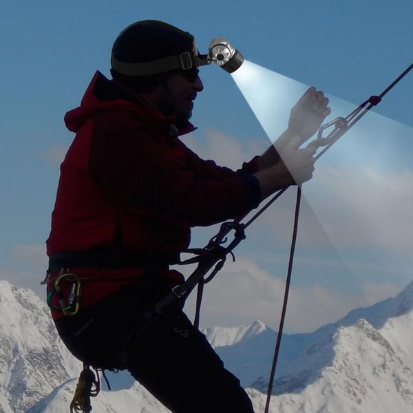 2er-Set LED Kopflampe - Flexibles Stirnband für Outdoor, Wandern, Joggen - IP44 Spritzwasserschutz - 7 LEDs, 3 Modi, batteriebetrieben